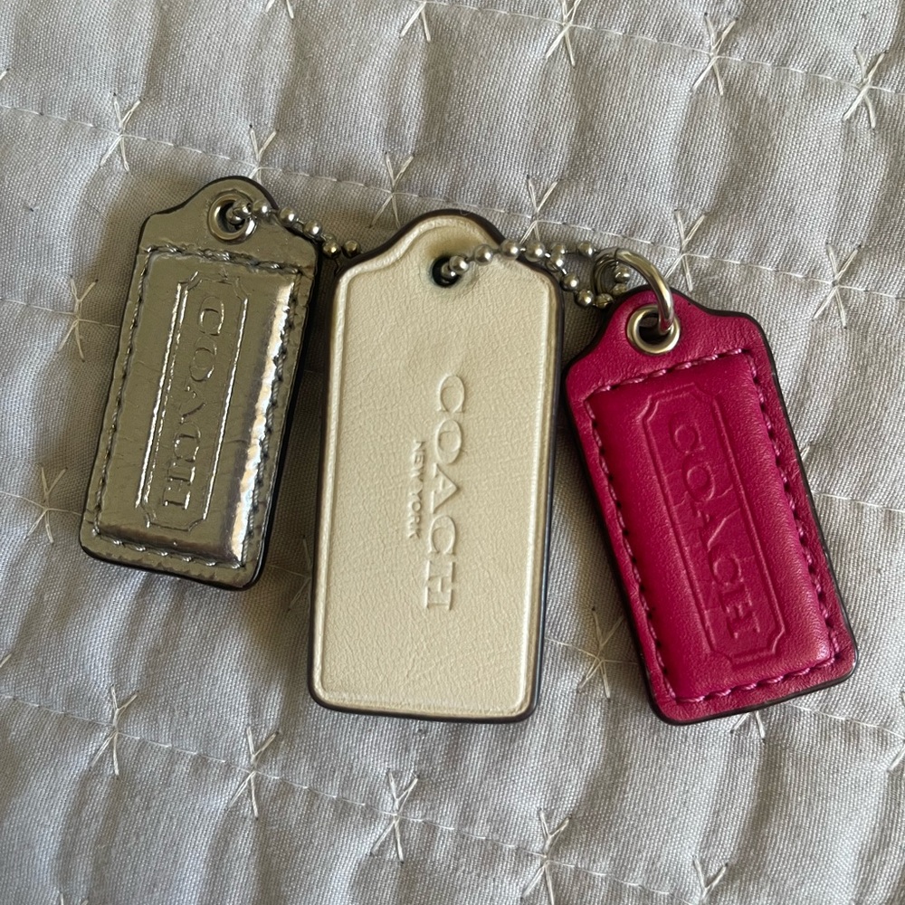 Coach Keychain Set in Red, Cream, and Gray